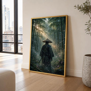 Green Samurai Warrior Canvas Wall Art