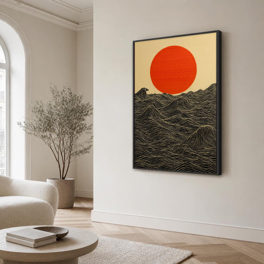 Waves and Sun Canvas Wall Art, Abstract, Ocean