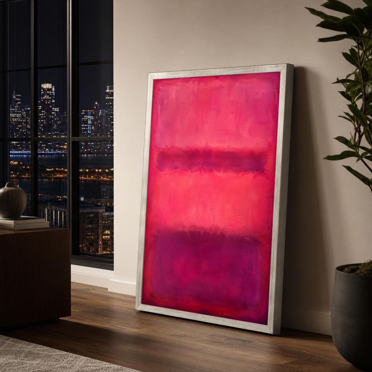 Mark Rothko Pink and Purple Color Field Canvas Wall Art, Three Horizontal Color Bands