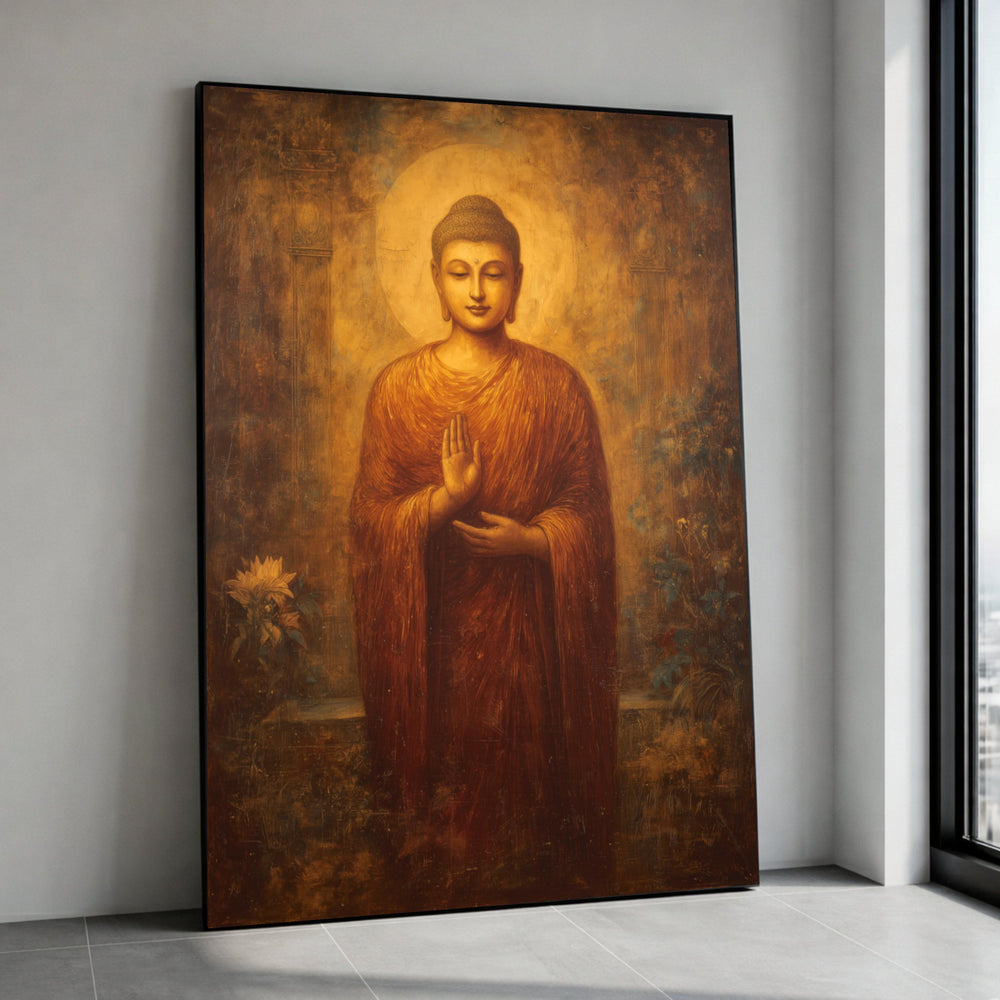 Zen Buddha Meditation Canvas Art, Spiritual Wall Decor, Tranquil Figure Painting Print