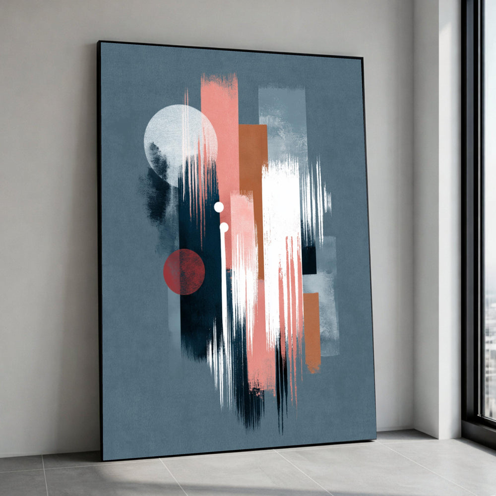 Abstract Geometric Canvas Art, Modern Brush Strokes, Colorful Lines Print