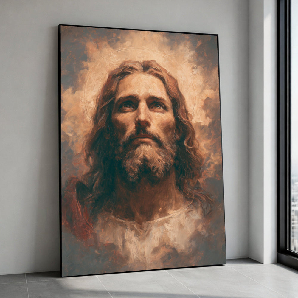Jesus Christ Portrait Canvas, Religious Wall Art, Catholic Home Decor, Spiritual Painting