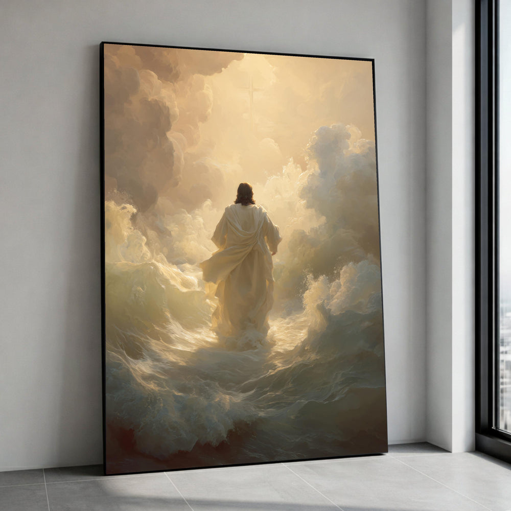 Jesus Walking on Water Canvas Print, Spiritual Christian Faith Art