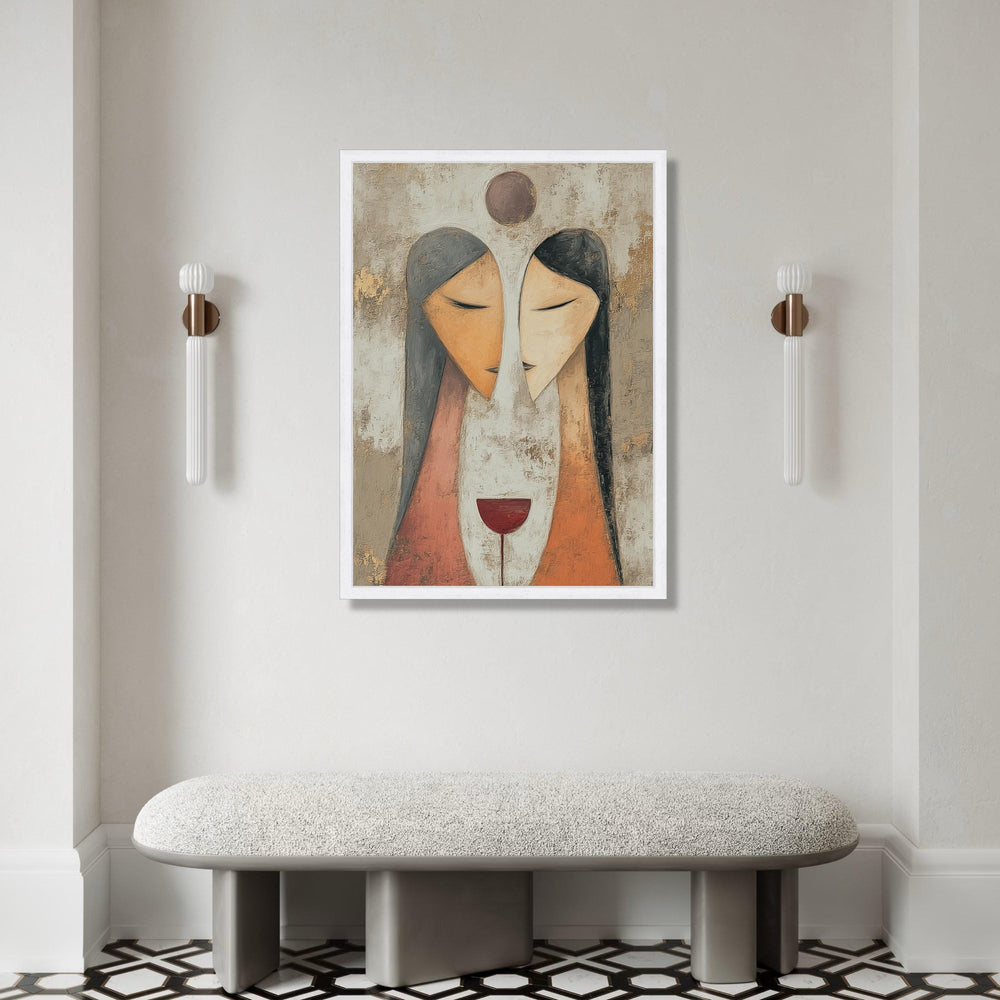 Abstract Couple Portrait Canvas, Modern Intimate Wall Art, Minimalist Painting