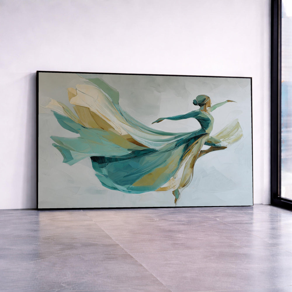 Elegant Ballet Dancer Canvas Wall Art, Flowing Dress Painting, Modern Dance Artwork, Graceful Movement Canvas, Home Decor Canvas Print Art