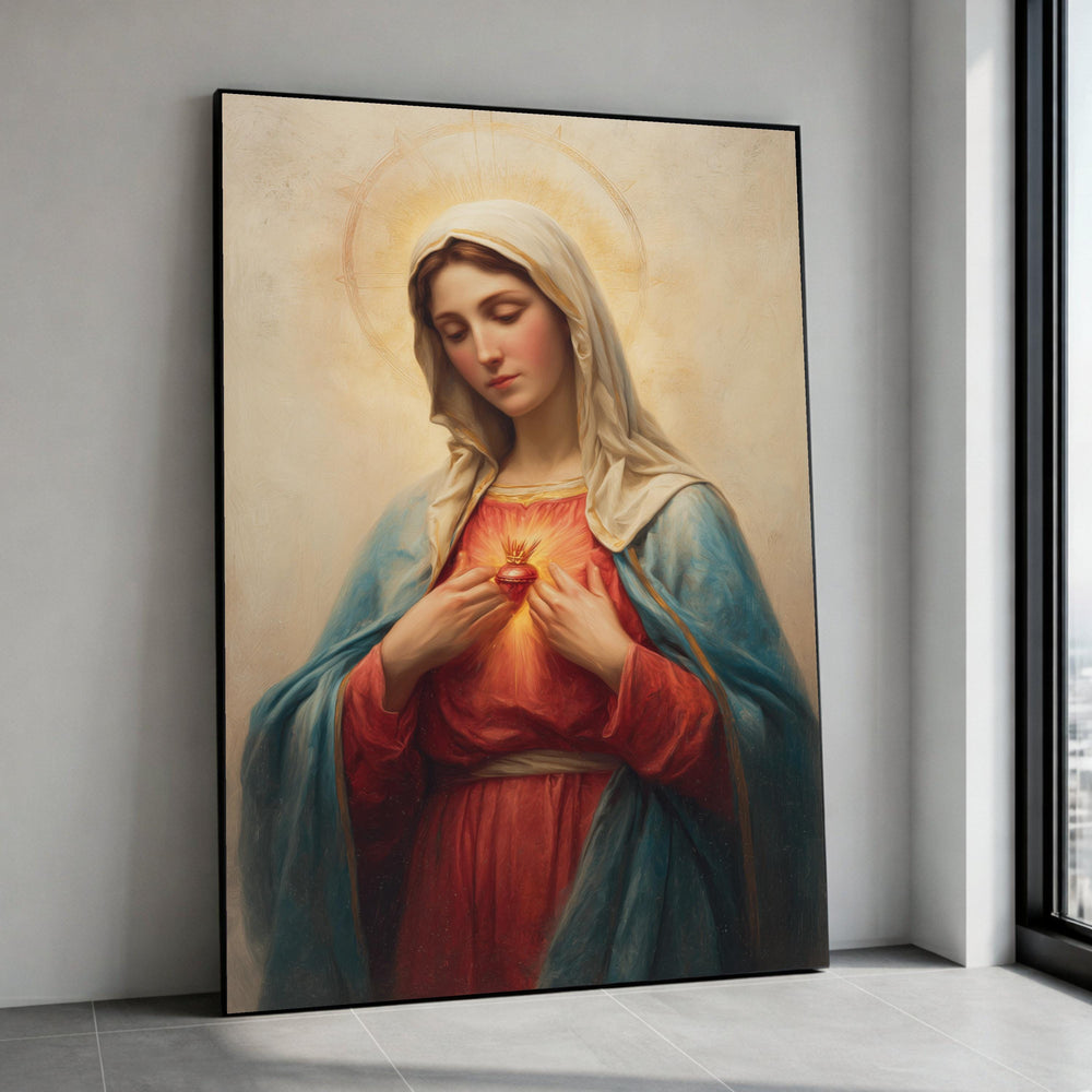 Sacred Heart of Mary Canvas Print, Religious Devotional Wall Art
