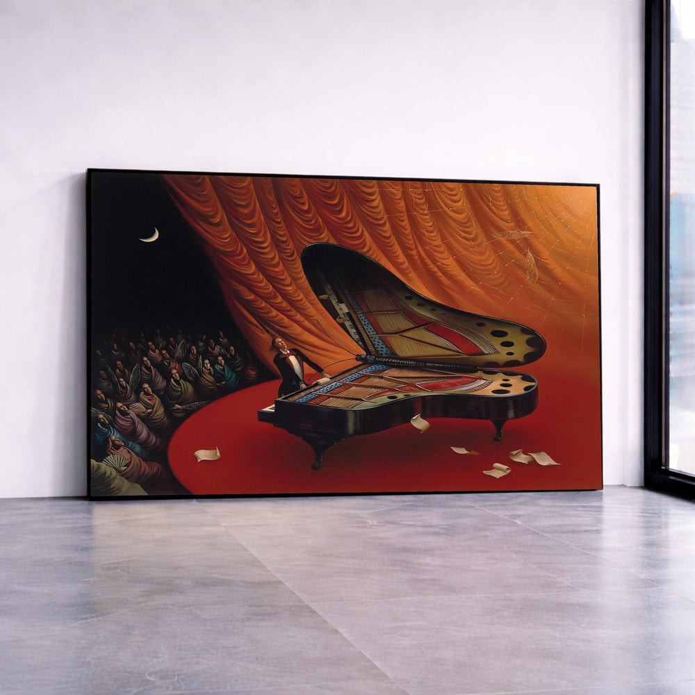 Surreal Grand Piano Butterfly Wings Canvas Print, Fantasy Musical Wall Art