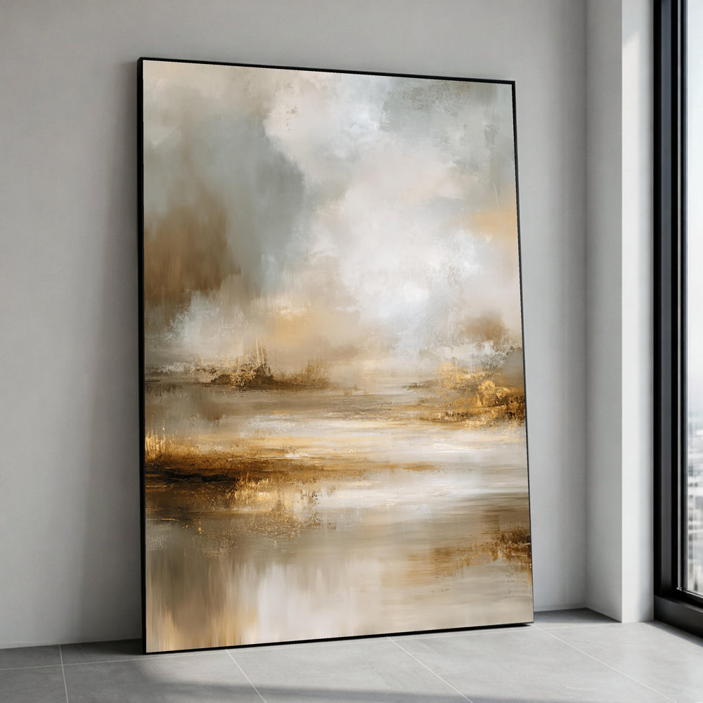 Abstract Landscape Canvas Print, Neutral Earthy Tones Modern Painting, Tranquil Wall Art