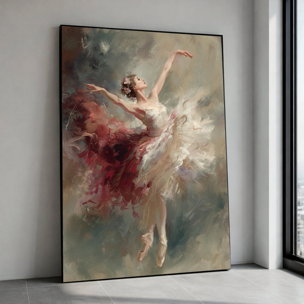 Elegant Ballerina Dance Canvas, Abstract Ballet Wall Art, Romantic Home Decor Print