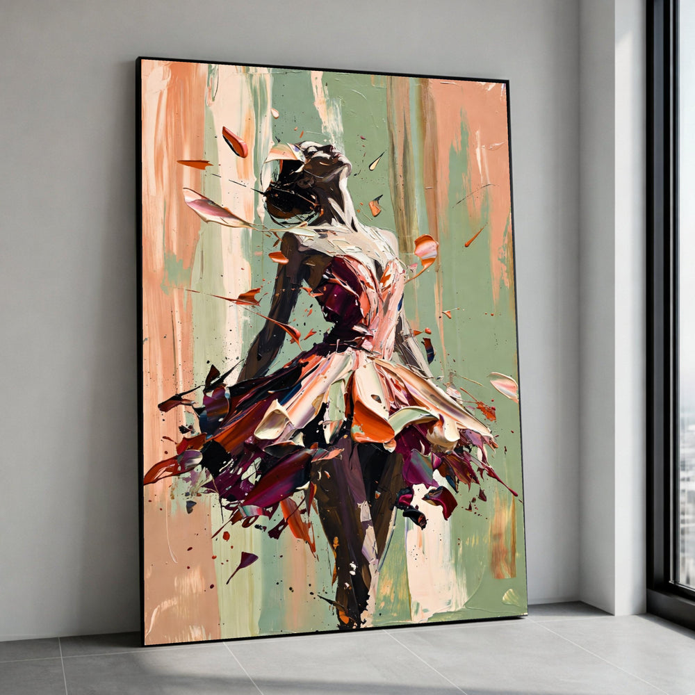 Expressive Ballerina Dance Canvas, Abstract Figure Wall Art, Colorful Modern Ballet Painting, Dynamic Home Decor, Ready to Canvas Print Art