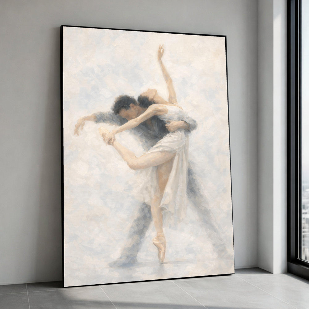 Elegant Ballet Dance Couple Canvas, Romantic Dance Art Print, Soft Pastel Wall Decor, Contemporary Ballet Canvas, Graceful Canvas Print Art