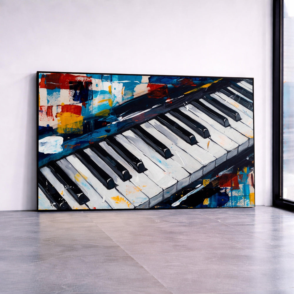 Abstract Piano Keyboard Canvas, Colorful Music Art, Modern Musical Instrument Painting, Creative Wall Decor, Ready to Hang Canvas Print Art