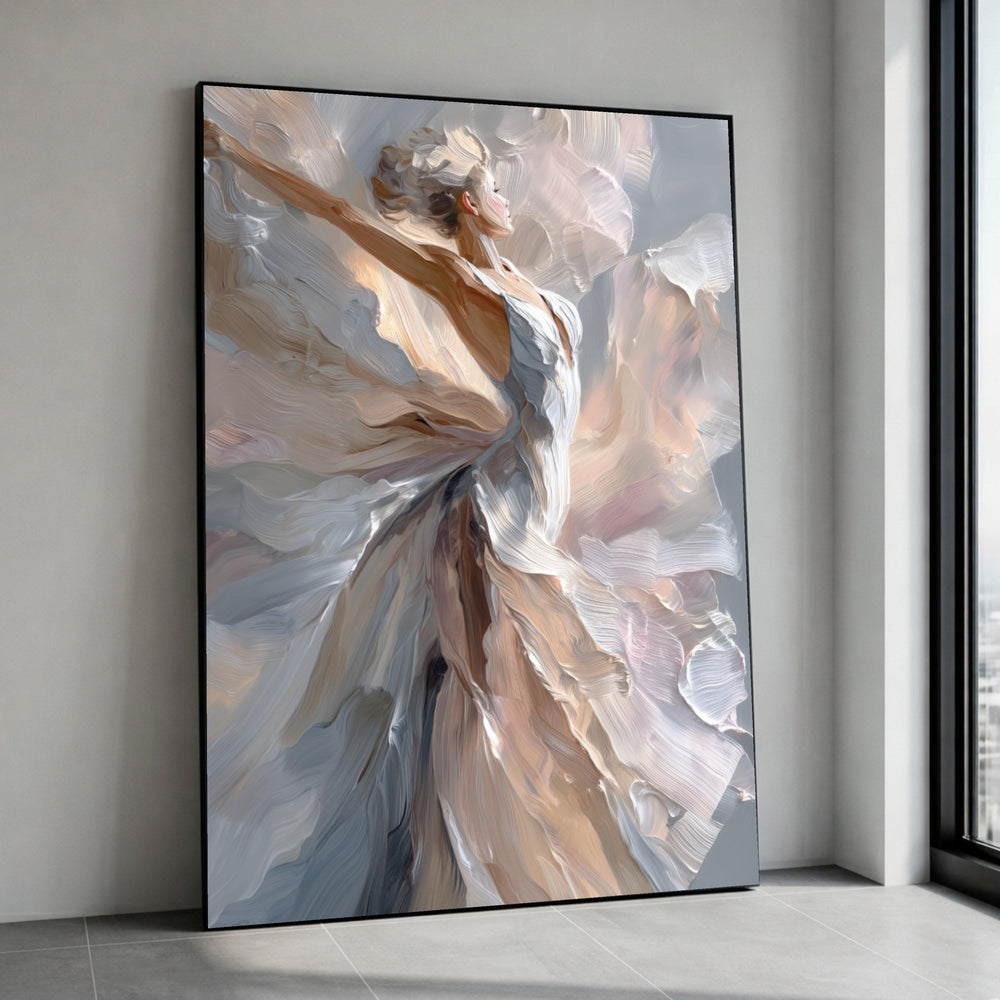 Graceful Ballerina Dance, Abstract Painting Canvas, Elegant Woman Wall Art, Flowing Dress Decor, Modern Dance Canvas Print Canvas Print Art