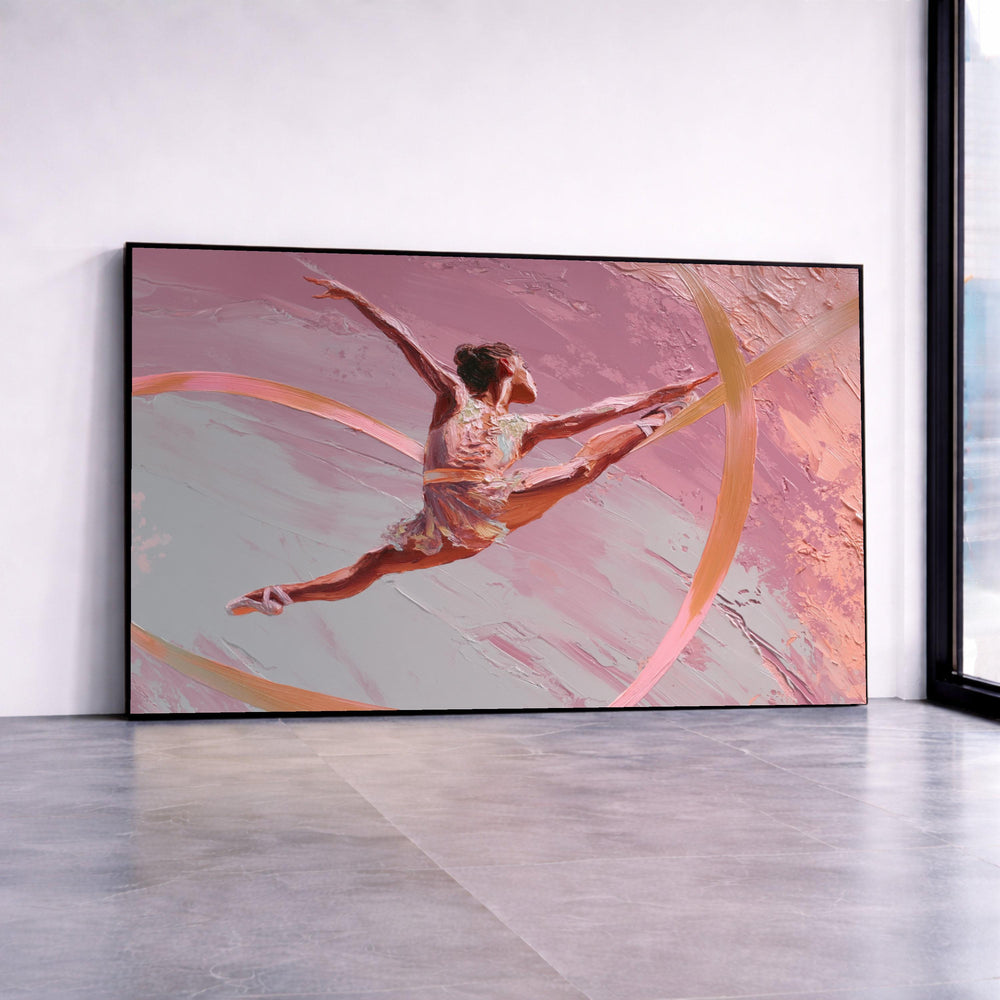 Elegant Ballet Dancer Canvas Wall Art, Pink Abstract Dance Painting, Modern Ballet Home Decor, Contemporary Canvas Art Canvas Print Art