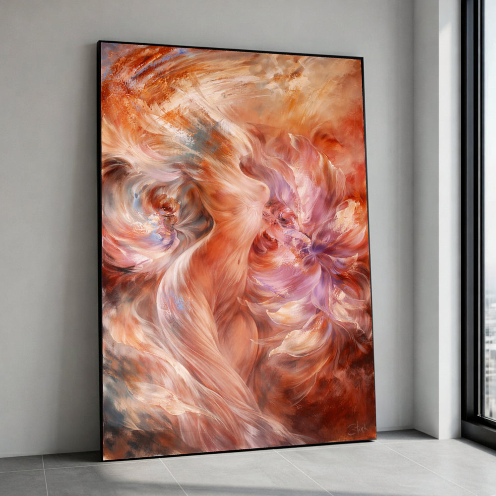 Abstract Flowing Nude Figure Canvas, Modern Figurative Art, Ethereal Woman Painting, Soft Pastel Floral Canvas, Canvas Print Art