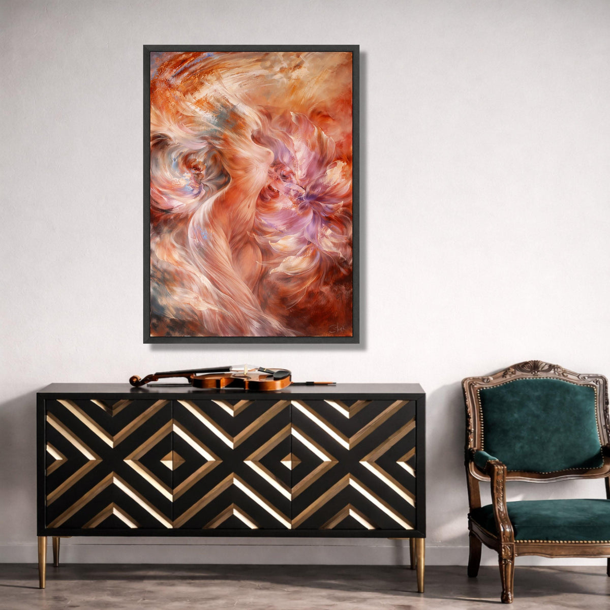 Abstract Flowing Nude Figure Canvas, Modern Figurative Art, Ethereal Woman Painting, Soft Pastel Floral Canvas, Canvas Print Art