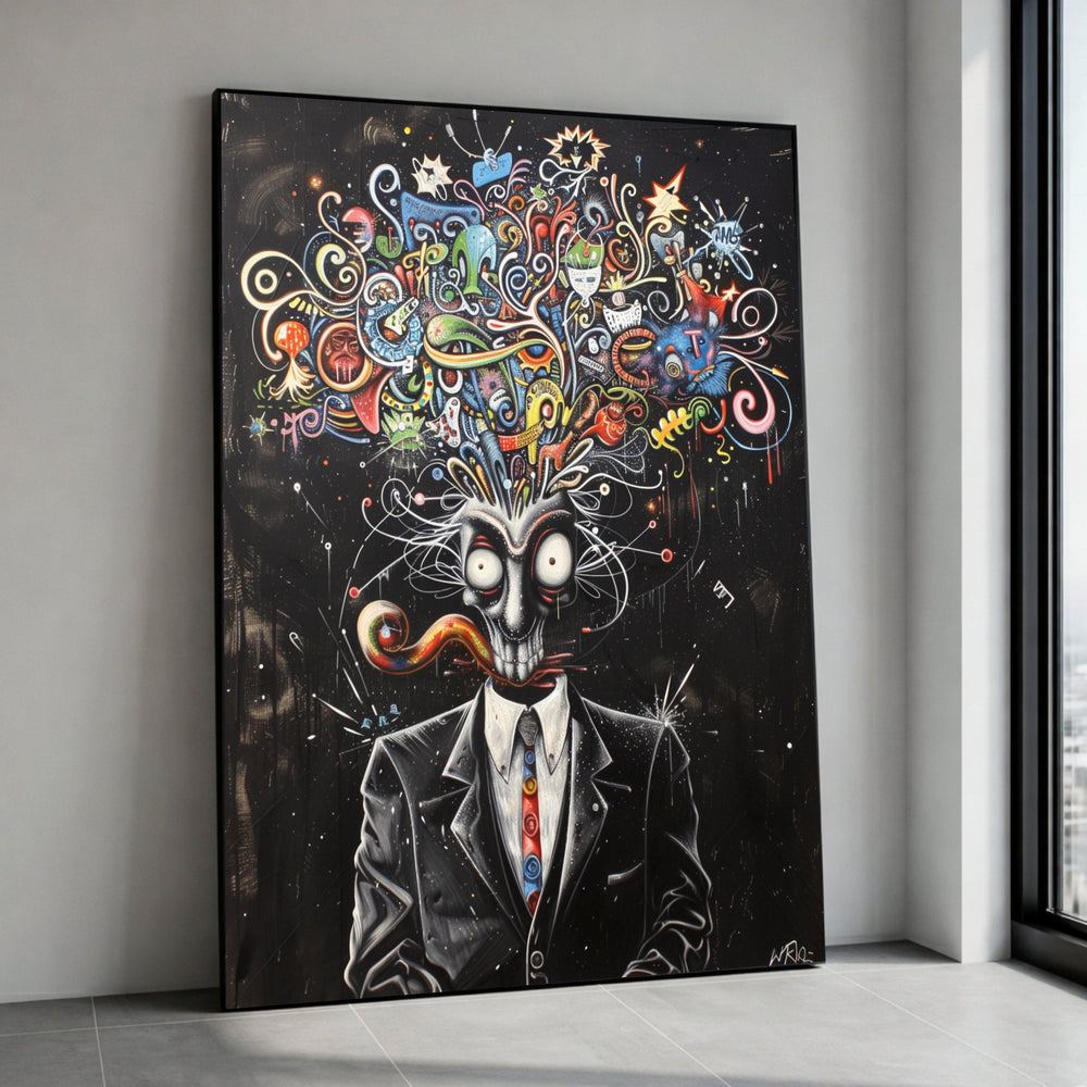 Surreal Mind Explosion Canvas, Abstract Expressionism Wall Art, Modern Artistic Portrait, Psychedelic Urban Canvas, Canvas Print Art