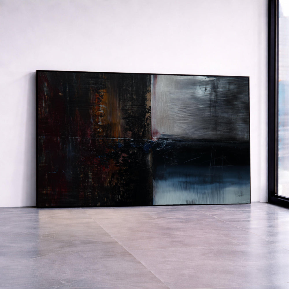 Moody Abstract Canvas Wall Art, Dark Tones Painting, Modern Contemporary Canvas, Industrial Style Home Decor, Ready to Hang Canvas Print Art