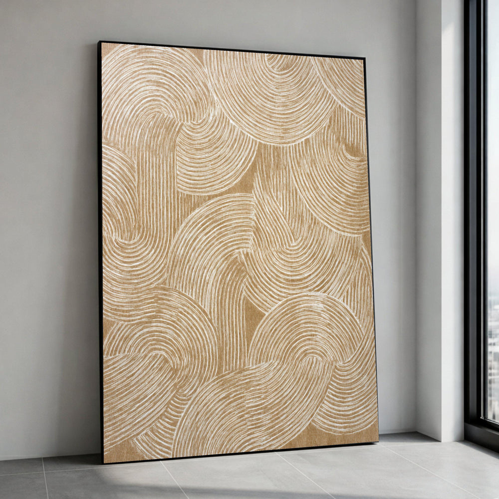 Earth Tones Abstract Canvas, Curved Line Art Wall Decor, Modern Beige Brown Canvas, Minimalist Home Decoration, Ready to Canvas Print Art