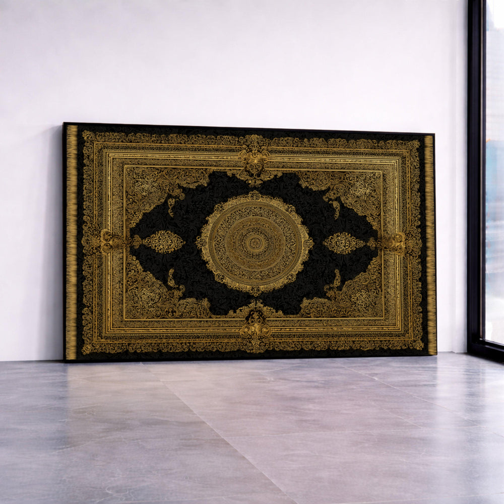 Ornate Gold Baroque Pattern Canvas, Classic Black and Gold Wall Art, Luxurious Vintage Design, Elegant Home Decor Canvas, Canvas Print Art