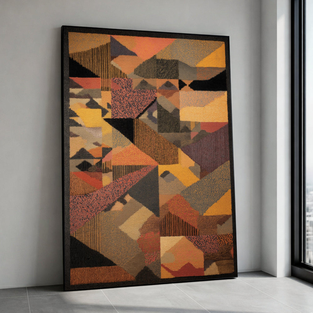 Abstract Geometric Composition Canvas, Modern Colorful Wall Art, Earth Tone Home Decoration, Abstract Design Canvas, Canvas Print Art