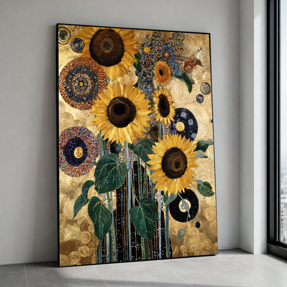 Golden Sunflowers Canvas Wall Art, Abstract Floral Painting, Modern Botanical Canvas, Nature Decor, Vibrant Yellow Flower Canvas Print Art