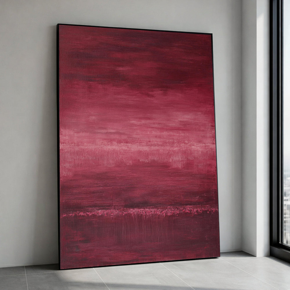 Deep Burgundy Abstract Canvas, Wall Art, Modern Red Home Decor, Contemporary Canvas Painting, Ready to Hang Artwork Canvas Print Art