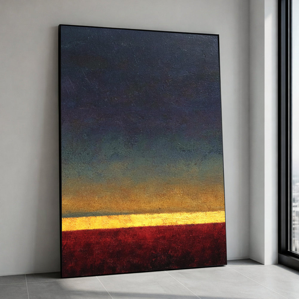 Abstract Horizon Canvas Wall Art, Color Blocking, Modern Minimalist Home Decor, Contemporary Canvas Painting, Red and Blue Canvas Print Art