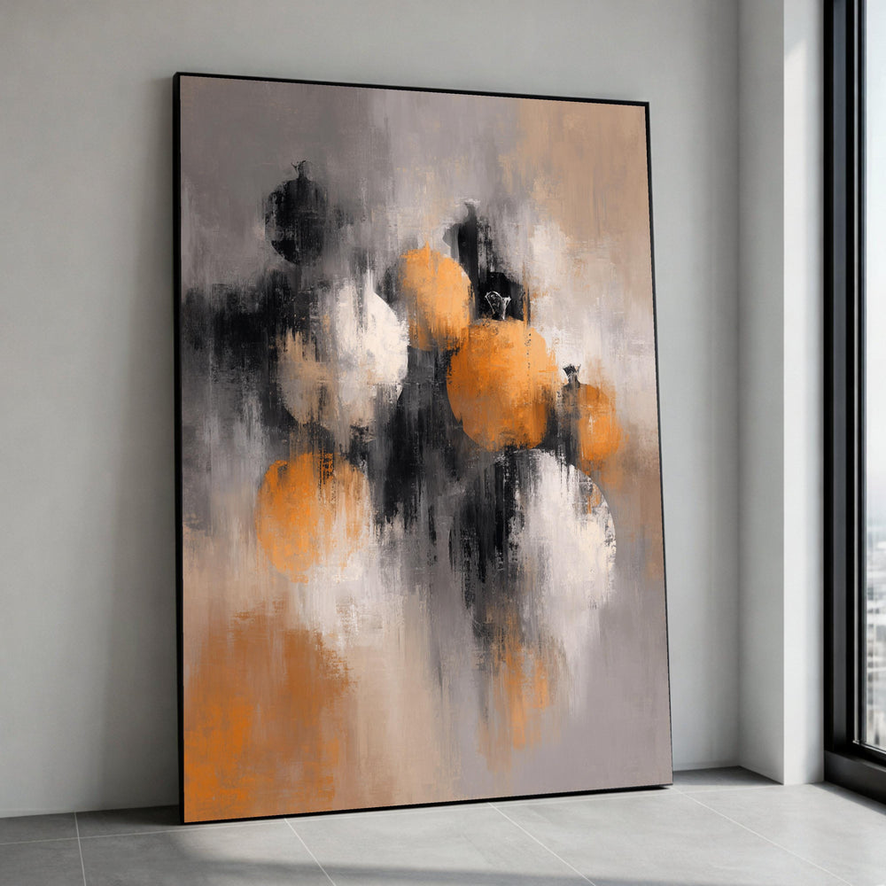 Abstract Pumpkin Still Life Canvas, Modern Fall Wall Art, Autumn Orange and Neutral Tones, Home Decoration, Ready to Hang Canvas Print Art