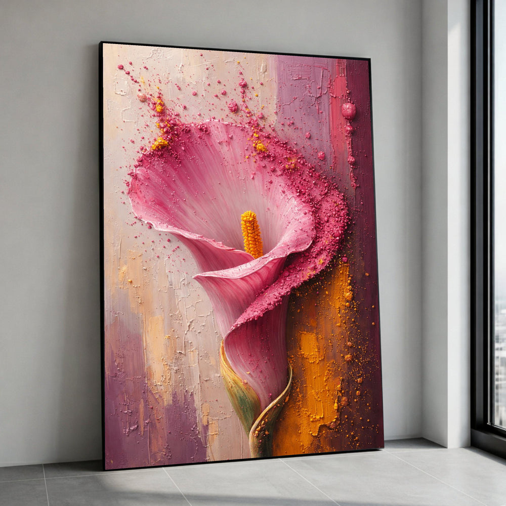 Pink Calla Lily Canvas, Abstract Floral Wall Art, Thick Paint Flower Decoration, Modern Home Canvas Art, Nature Artwork Canvas Print Art