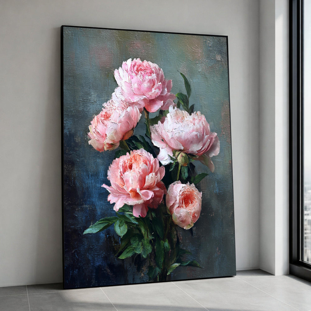 Elegant Pink Peonies Bouquet Canvas Wall Art, Floral Painting Print, Style Home Decor, Botanical Canvas Decoration Canvas Print Art