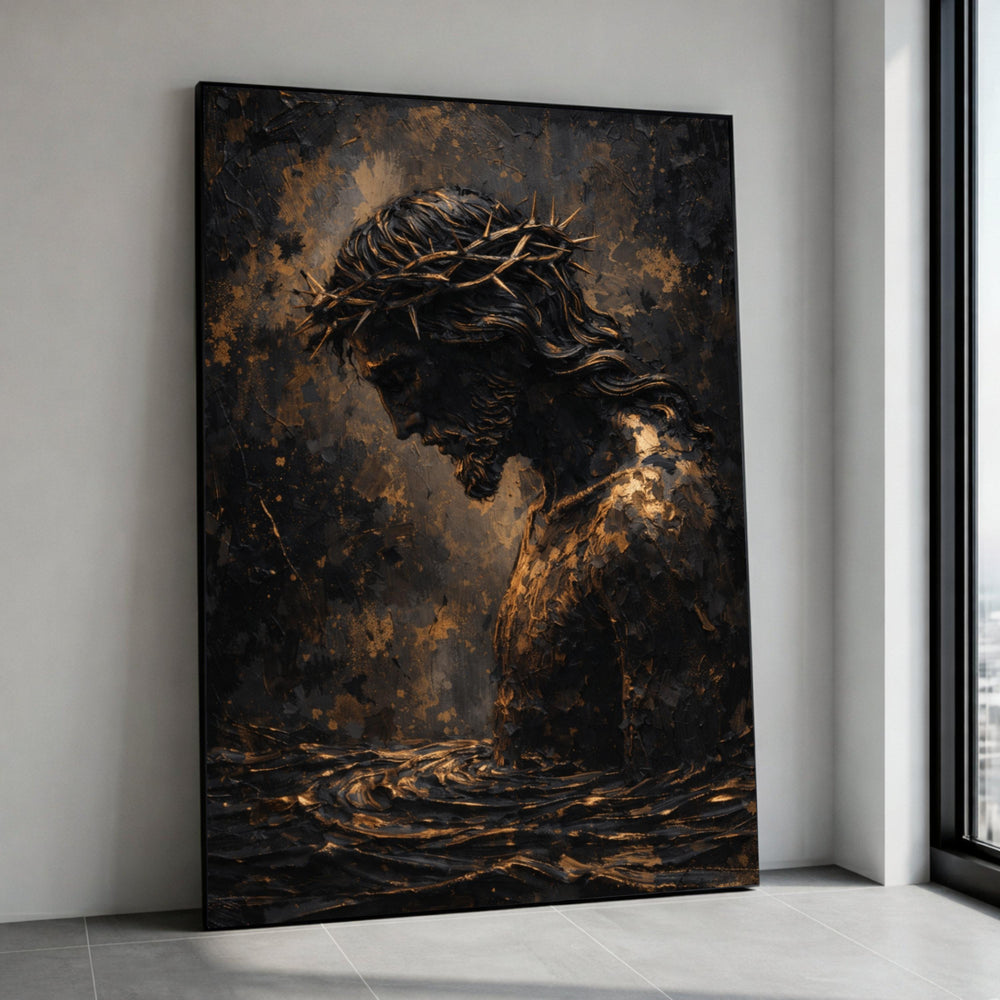 Jesus Christ with Crown of Thorns Canvas Wall Art, Religious Spiritual Decor, Inspirational Christian Art, Embossed Canvas, Canvas Print Art