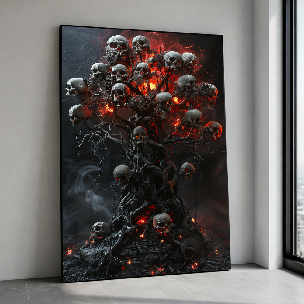Dark Skull Tree Canvas, Gothic Halloween Wall Art, Spooky Horror Home Decor, Haunted Nature Scene, Halloween Canvas Canvas Print Art