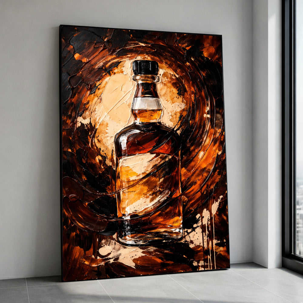 Whiskey Bottle Abstract Canvas, Modern Bar Wall Art, Alcohol Liquor Decor, Alcoholic Drink Painting, Home Bar Canvas Wall Canvas Print Art