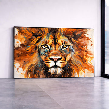 Majestic Lion Portrait Canvas, Abstract Animal Wall Art, Bold Wildlife Painting, Vibrant Lion Head Decor, Safari Theme Canvas Print Art