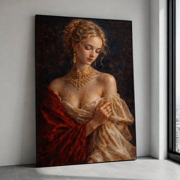 Elegant Renaissance Woman Portrait Canvas, Vintage Lady Wall Art, Classic Painting Print, Victorian Style Home Decor, Canvas Print Art