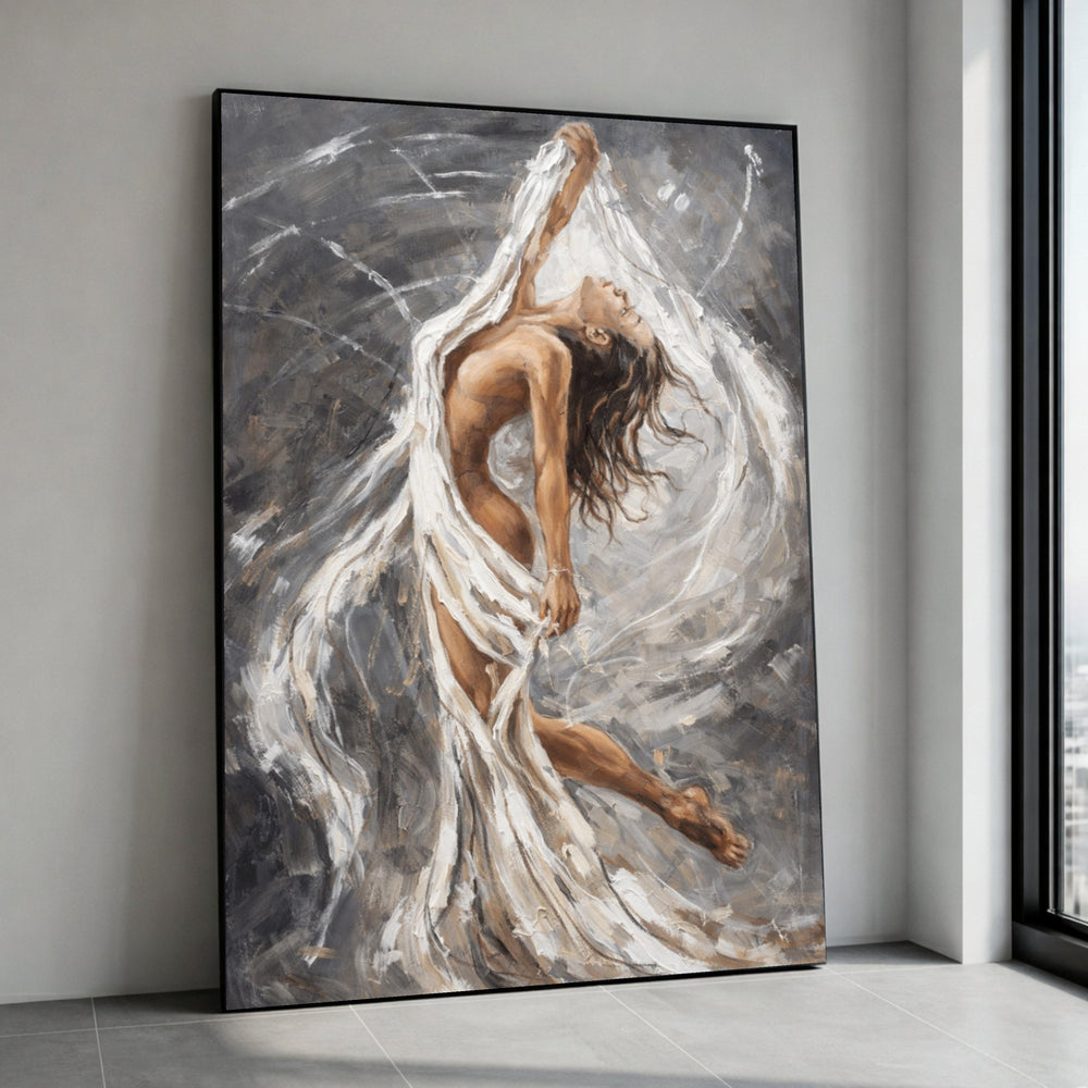 Graceful Nude Dance Canvas Wall Art, Abstract Female Figure Painting, Sensual Home Decor, Modern Art Canvas, Expressionist Canvas Print Art