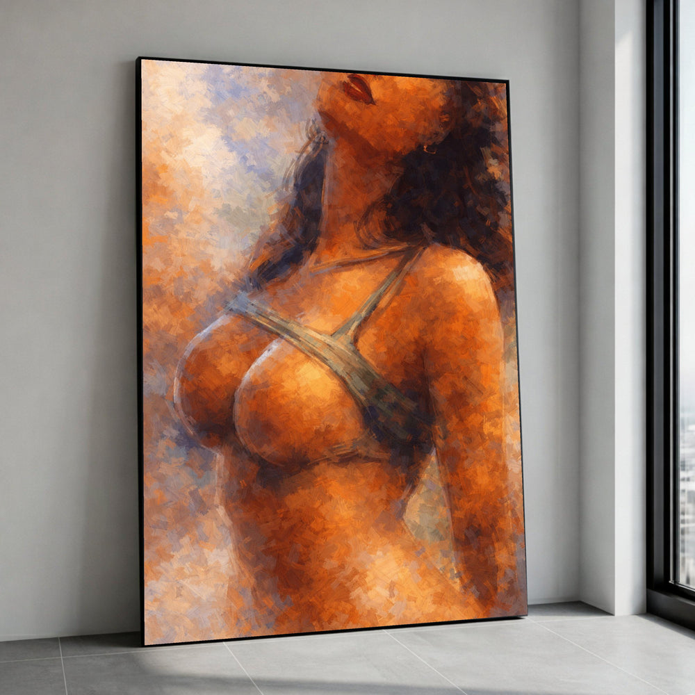 Abstract Woman Portrait Canvas, Sensual Female Figure Art, Modern Figurative Wall Decor, Warm Tone Canvas, Contemporary Canvas Print Art