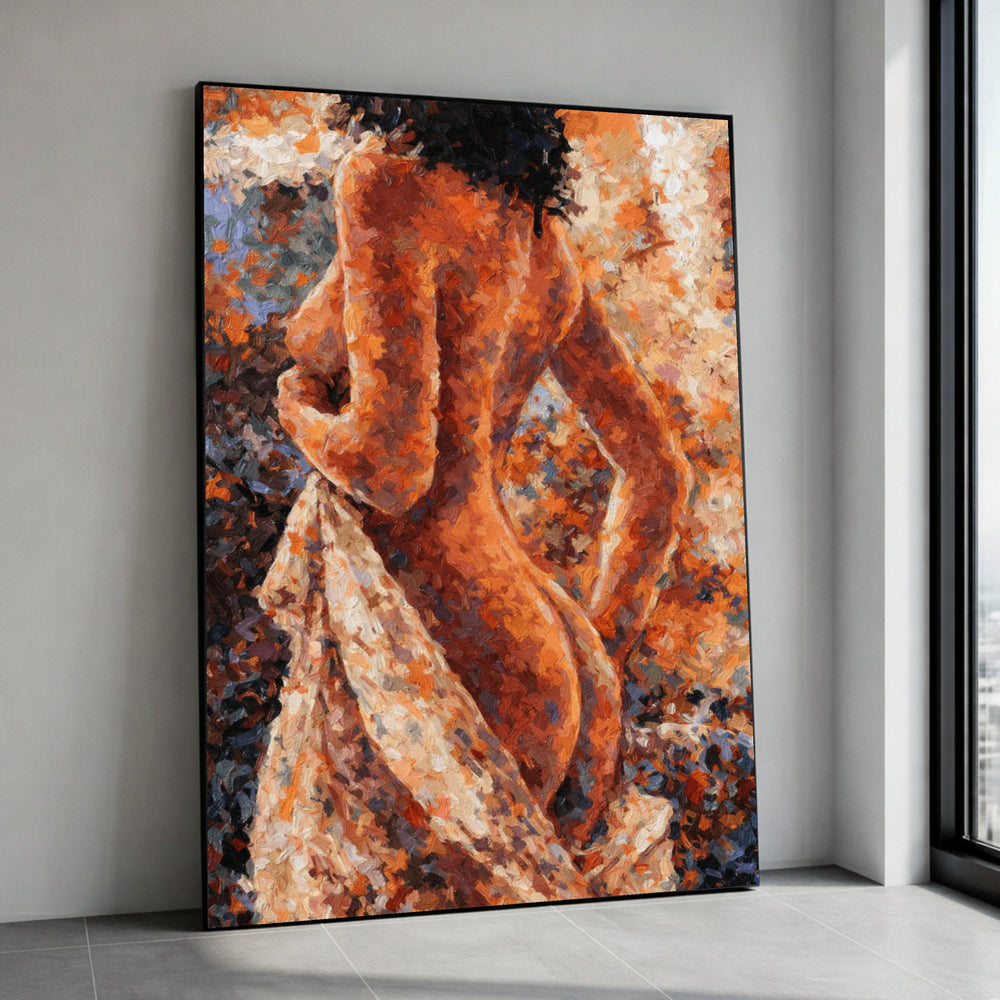 Elegant Female Nude Canvas, Abstract Figurative Art, Sensual Body Painting, Warm Color Palette Canvas Wall Decor Canvas Print Art