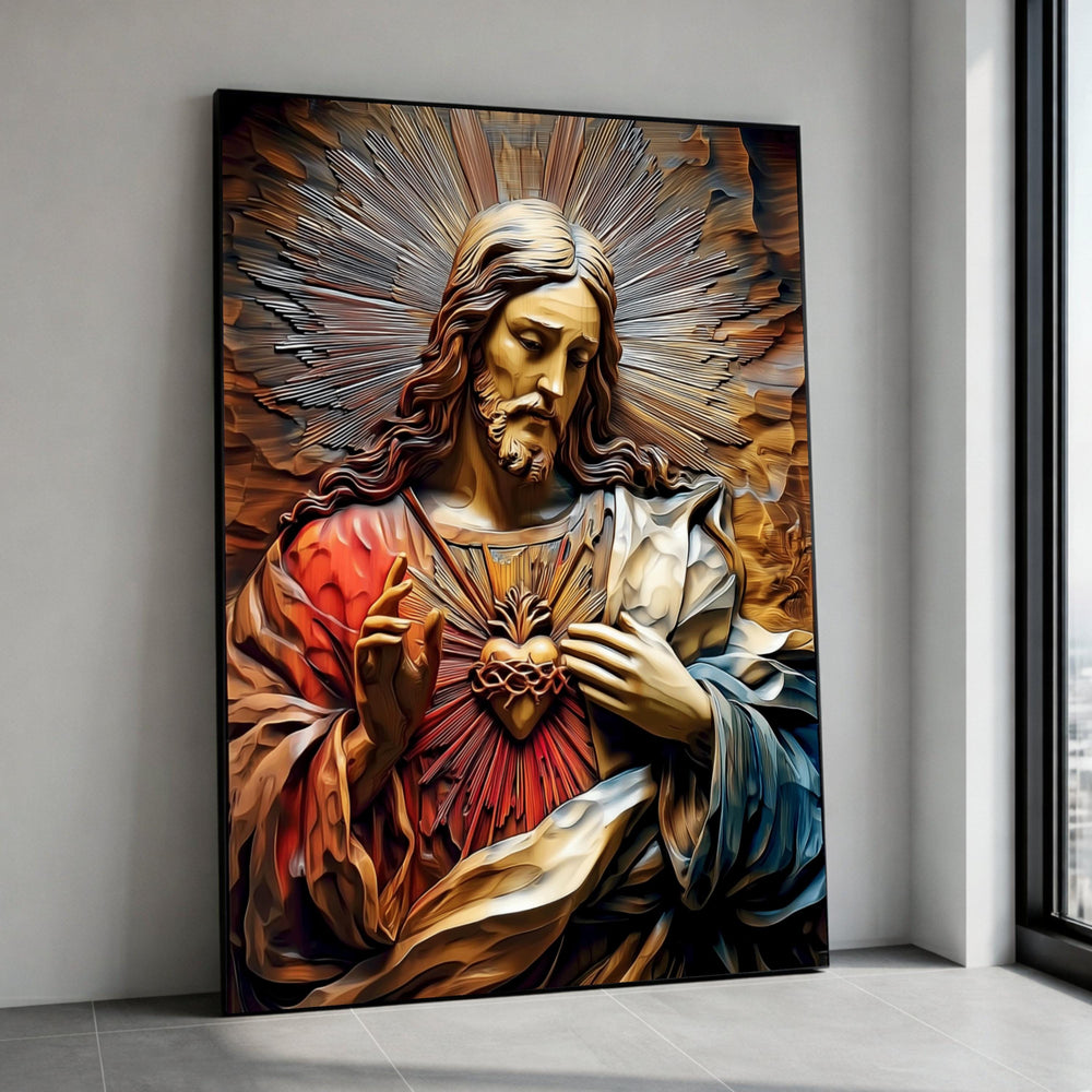 Sacred Heart of Jesus Canvas, Christian Religious Wall Art, Spiritual Home Decoration, Divine Faith Canvas, Inspirational Canvas Print Art