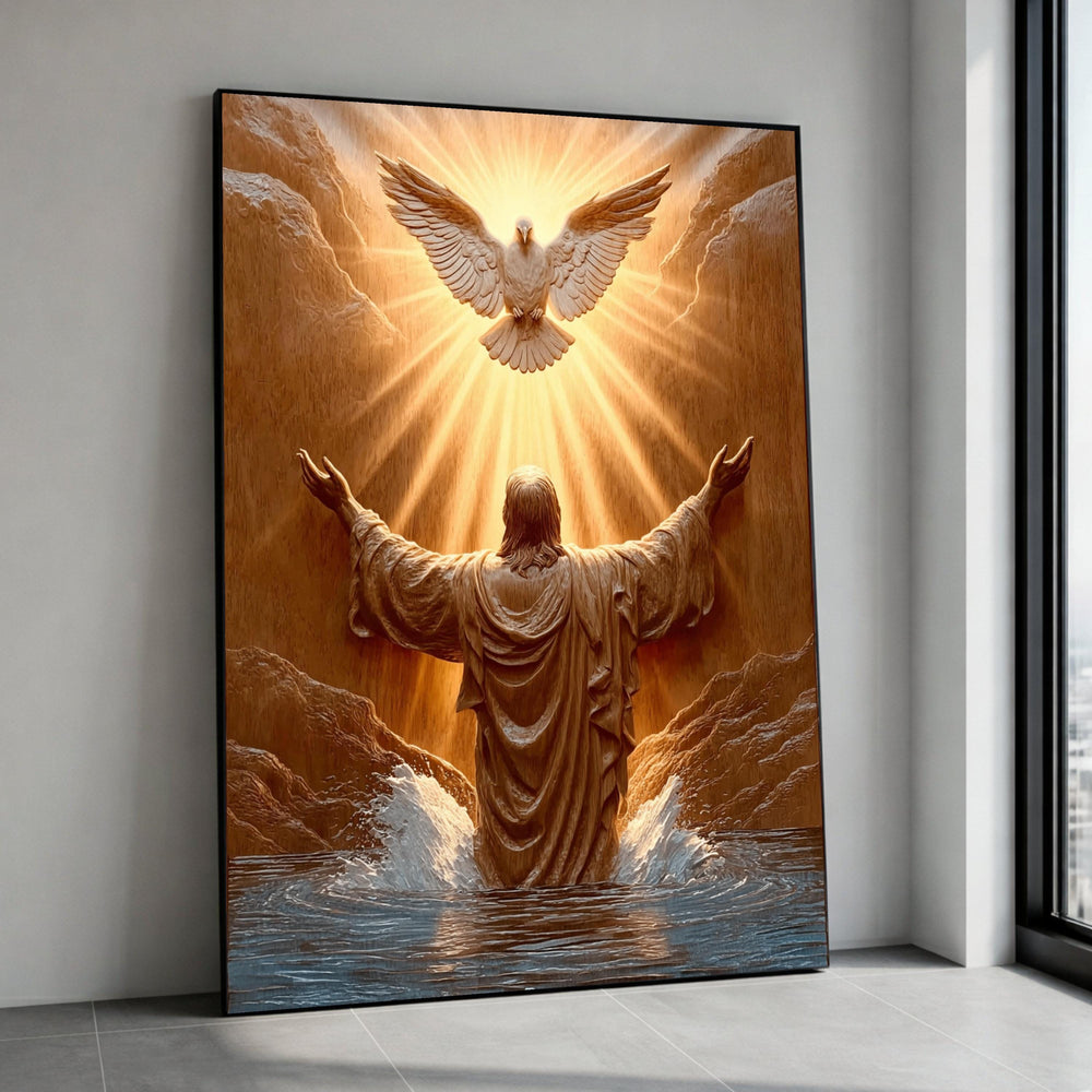 Divine Light of Jesus and Dove Canvas Wall Art, Spiritual Religious Decoration, God’s Blessing Artwork, Christian Home Canvas Print Art