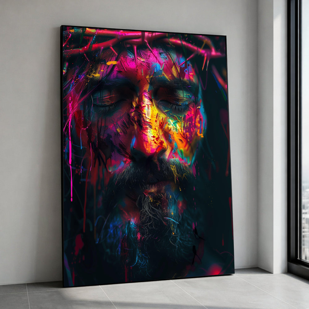 Vibrant Abstract Portrait Canvas, Colorful Face Art, Expressive Wall Decoration, Contemporary Canvas Print, Modern Home Art Canvas Print Art