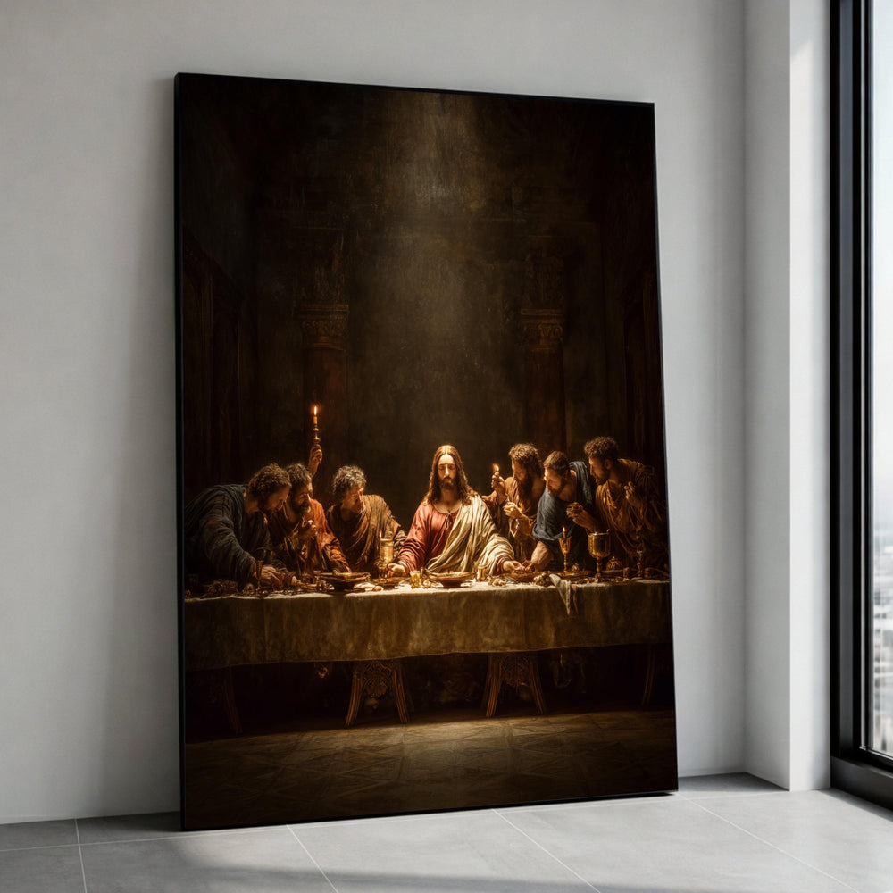 The Last Supper Canvas Wall Art, Religious Dining Scene, Jesus and Apostles Painting, Christian Home Decoration, Spiritual Canvas Print Art