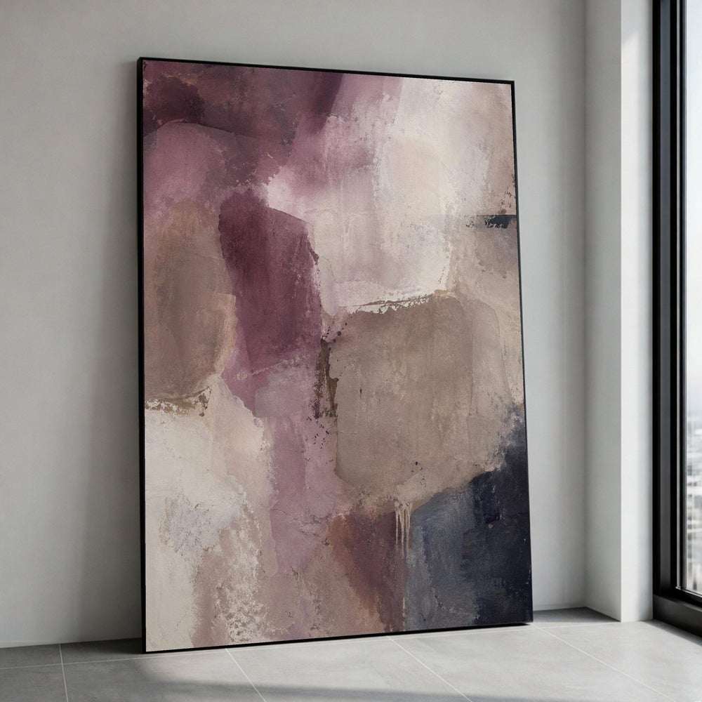 Soft Purple Abstract Canvas, Modern Neutral Tones Wall Art, Contemporary Home Decoration, Muted Color Palette Canvas, Ready Canvas Print Art