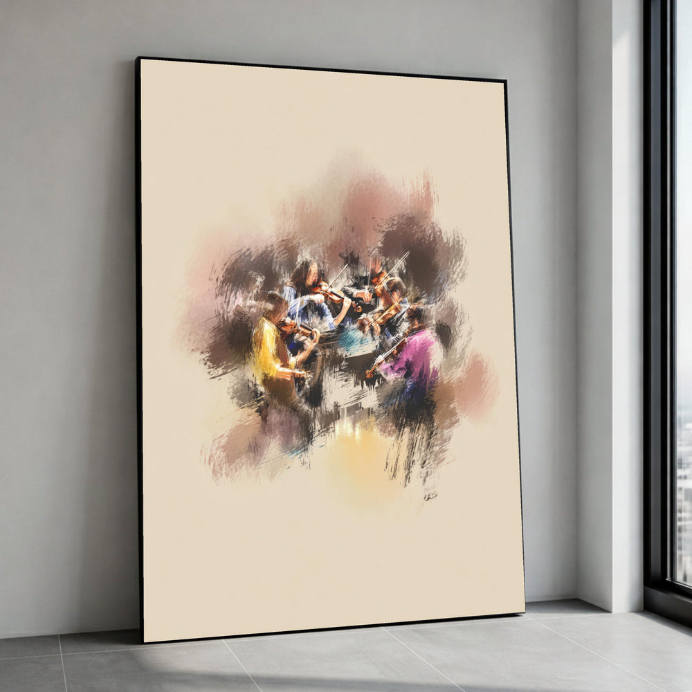 Abstract Violin Quartet Canvas, Musical Instrument Art, Modern Music Wall Decor, Artistic Orchestra Painting, Home Music Canvas Print Art