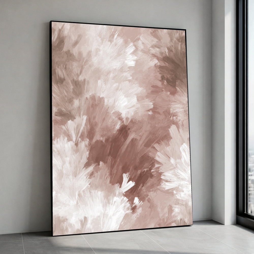 Soft Neutral Abstract Canvas, Modern Floral Wall Art, Blush Pink and Cream Decor, Contemporary Home Decoration, Elegant Canvas Print Art