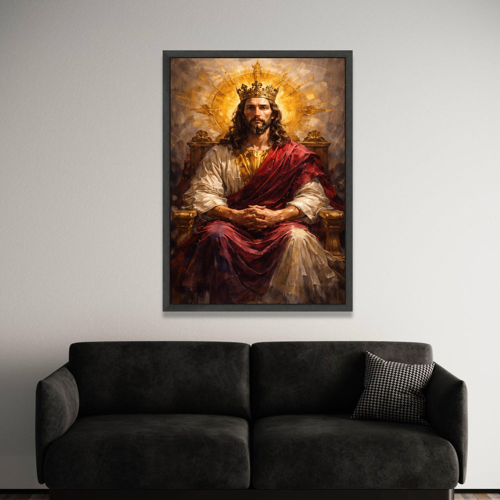 Regal King Portrait Canvas Wall Art, Royal Throne Painting, Renaissance Style Canvas, Historical Figure Artwork, Majestic Luxury Home Decor
