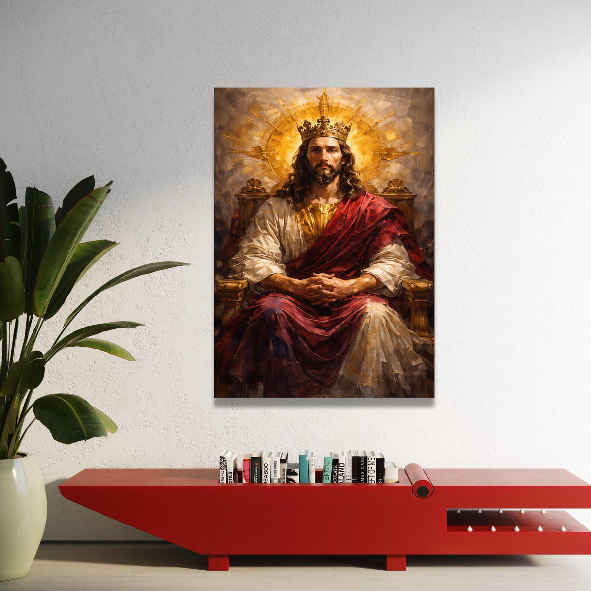 Regal King Portrait Canvas Wall Art, Royal Throne Painting, Renaissance Style Canvas, Historical Figure Artwork, Majestic Luxury Home Decor