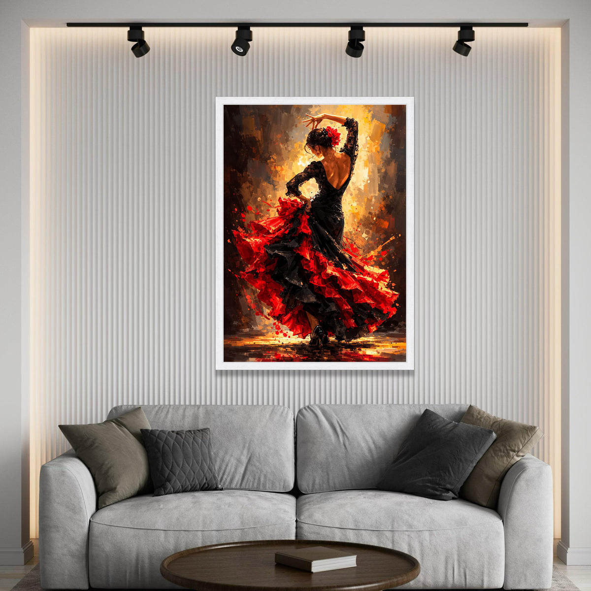 Passionate Flamenco Dancer Canvas, Red and Black Dress Wall Art, Spanish Dance Painting, Vibrant Home Decor, Ready to Hang Luxury Home Decor