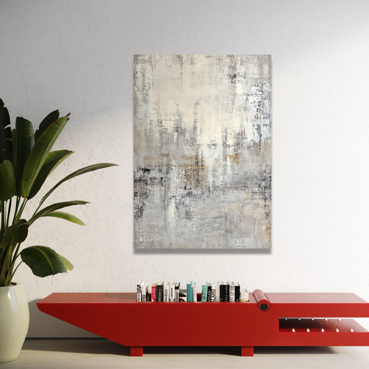 Neutral Abstract Canvas, Modern Minimalist Wall Art, Grey Beige Canvas Decor, Large Abstract Painting, Contemporary Art Luxury Home Decor
